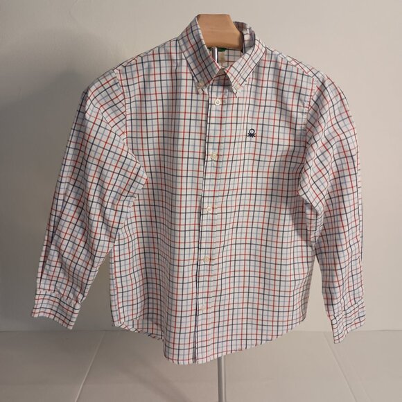 United Colors of Benetton Boys White Red Blue Button Down Shirt Size M 8 EUC - Picture 14 of 14